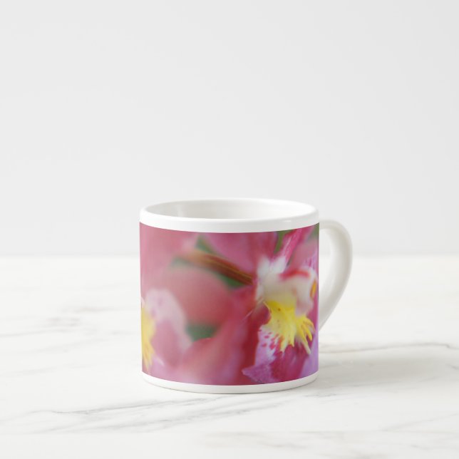 Xícara De Espresso Orquídeas rosa e amarelas (Frente Esquerda)