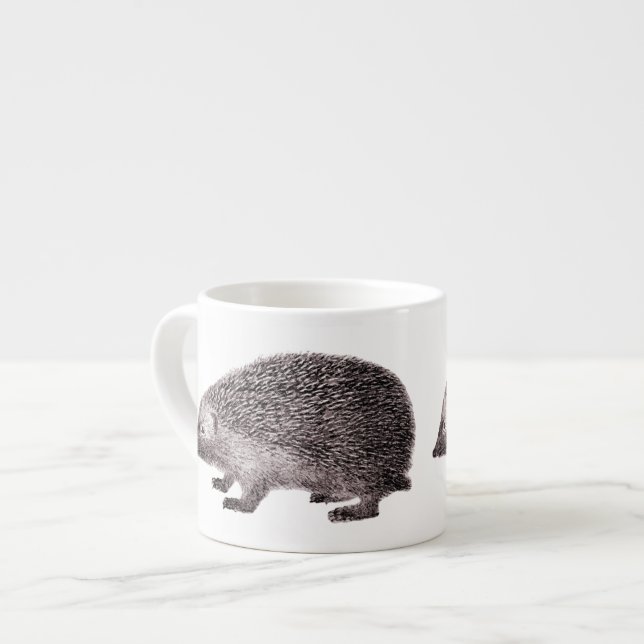Xícara De Espresso Ouriço pequeno adorável Hedgie do impressão antigo (Frente Esquerda)