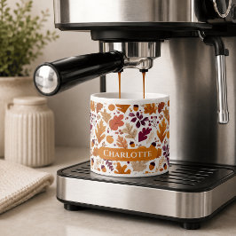 Xícara De Espresso Outono Personalizado – Folhas de Outono & Nome de