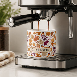 Xícara De Espresso Outono Personalizado – Folhas de Outono & Nome de