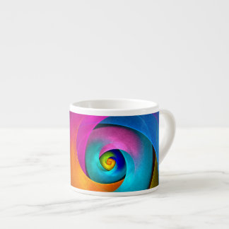 Xícara De Espresso Padrão Azul Cor-de-rosa Abstrato Floral Moderno #1