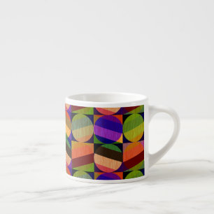Xícara De Espresso Padrão Colorido Inspirado em Vintage