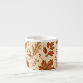 Xícara De Espresso Padrão de Aquarela de Folhas de Outono