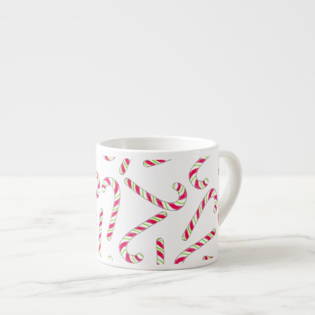 Xícara De Espresso Padrão de cana doce de Natal (Frente Esquerda)