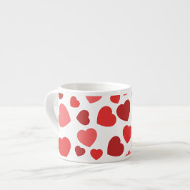 Xícara De Espresso Padrão De Corações, Corações Vermelhos, Padrão De