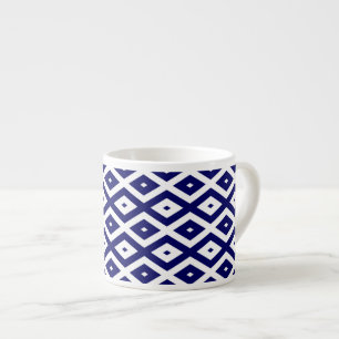 Xícara De Espresso Padrão de diamante branco e azul-marinho