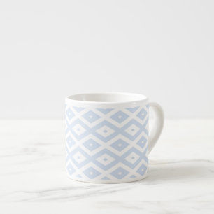 Xícara De Espresso Padrão de diamante branco e azul pálido