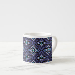 Xícara De Espresso Padrão de Diamante Sudoeste Cinza Azul
