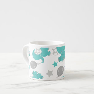 Xícara De Espresso Padrão De Elefantes Azuis, Elefantes Cutes, Estrel