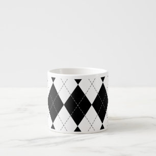 Xícara De Espresso Padrão de Estilo Geométrico Branco Preto