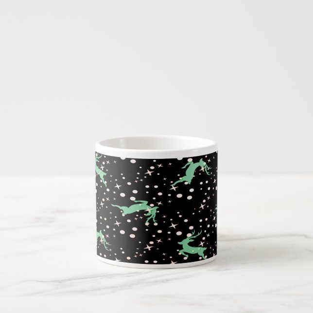 Xícara De Espresso Padrão de Estrela de Veado de Natal de Inverno  (Frente)
