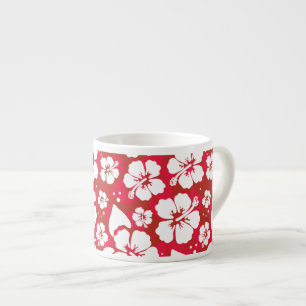 Xícara De Espresso Padrão de Flores de Hibiscus