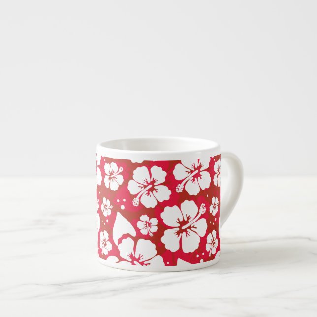 Xícara De Espresso Padrão de Flores de Hibiscus (Frente Esquerda)