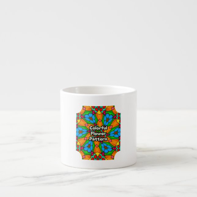 Xícara De Espresso Padrão de Flores Estéticas (Frente)