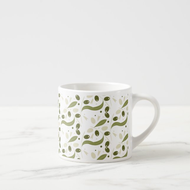 Xícara De Espresso Padrão de Folhas de Ramo de Oliveiras (Direita)