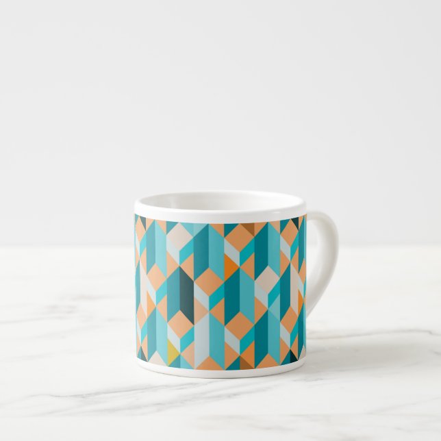 Xícara De Espresso Padrão De Formas De Teal E Laranja (Frente Esquerda)