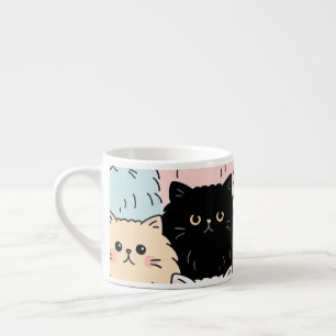 Xícara De Espresso Padrão de Gato Pastel Fofo Gatinho Fofo Kawaii