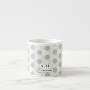 Xícara De Espresso Padrão de Hexágonos e Círculos de lavanda e de Cas