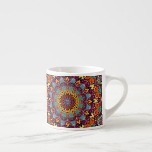 Xícara De Espresso Padrão de Mandala de Caleidoscópio Fractal-64351