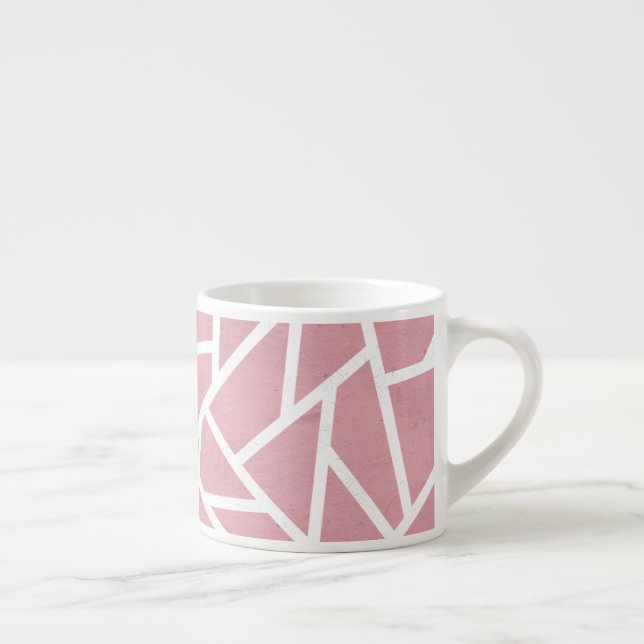 Xícara De Espresso Padrão de mosaico branco e coral (Direita)