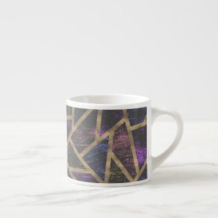 Xícara De Espresso Padrão de mosaico roxo e ouro