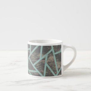 Xícara De Espresso Padrão de mosaico verde-claro e cinza