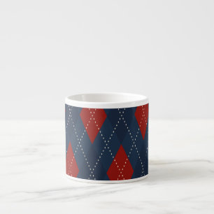 Xícara De Espresso Padrão de Natal Real Blue Argyle