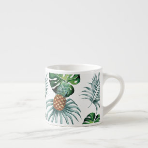 Xícara De Espresso Padrão de Palmeira da Selva Tropical de Aquarela d