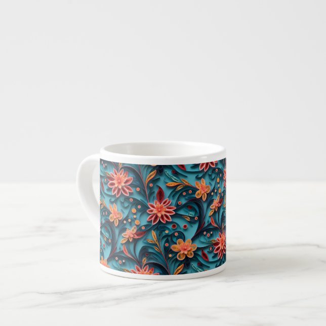 Xícara De Espresso Padrão de papel floral sem costura Specialty Mug (Frente Esquerda)