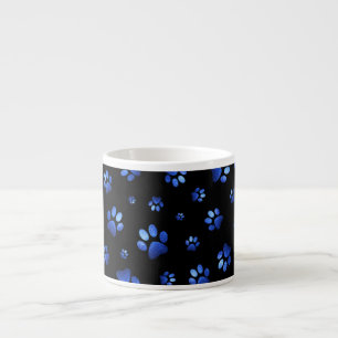 Xícara De Espresso Padrão de pata de cão brilhante azul
