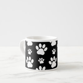 Xícara De Espresso Padrão de pata, impressões de pata, patas de cão,