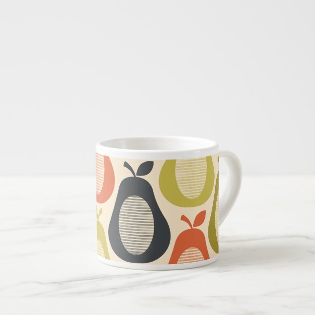 Xícara De Espresso Padrão de Peras Escrivíveis Retroativas (Frente Esquerda)