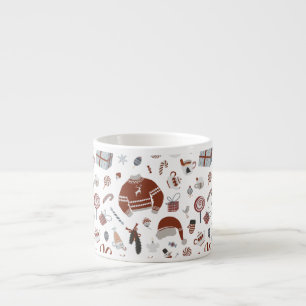 Xícara De Espresso Padrão de Suéter de Natal Retroativo