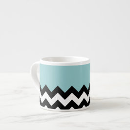 Xícara De Espresso Padrão de ziguezague preto e branco, Chevron, azul