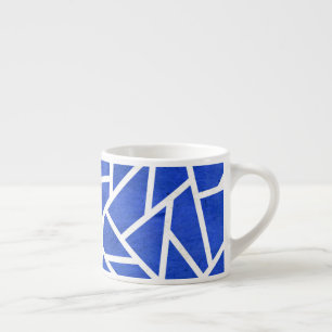 Xícara De Espresso Padrão do mosaico real azul e branco