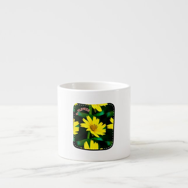 Xícara De Espresso Padrão Floral Amarelo Brito (Frente)