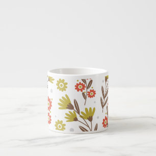 Xícara De Espresso Padrão floral bonito, fundo sem costura.