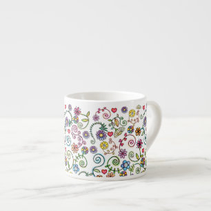 Xícara De Espresso Padrão floral sem soldadura corante de alça desenh