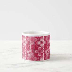 Xícara De Espresso Padrão floral vermelho e branco