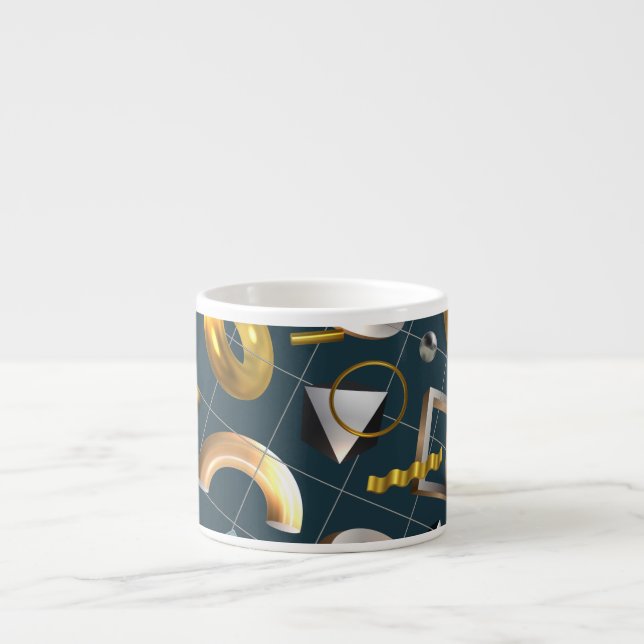 Xícara De Espresso Padrão Geométrico 3D (Frente)