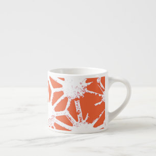 Xícara De Espresso Padrão geométrico em laranja e branco