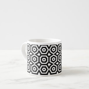 Xícara De Espresso Padrão geométrico preto e branco