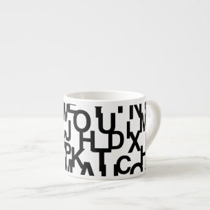 Xícara De Espresso Padrão moderno, abstrato, confuso com letras