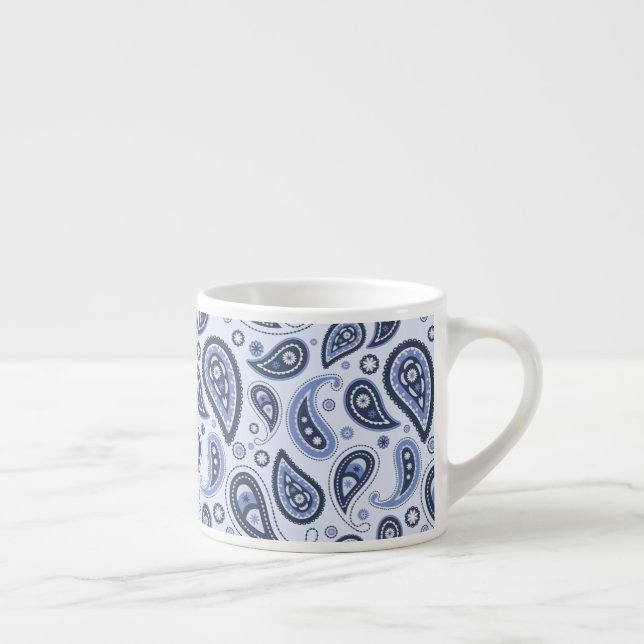 Xícara De Espresso Padrão Paisley Azul (Direita)