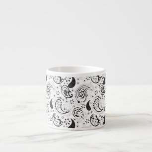 Xícara De Espresso Padrão Paisley Preto e Branco – Arte Textil Elegan