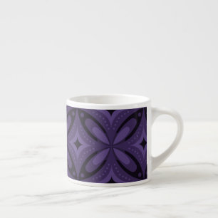 Xícara De Espresso Padrão Retro de Cor Roxa Escura