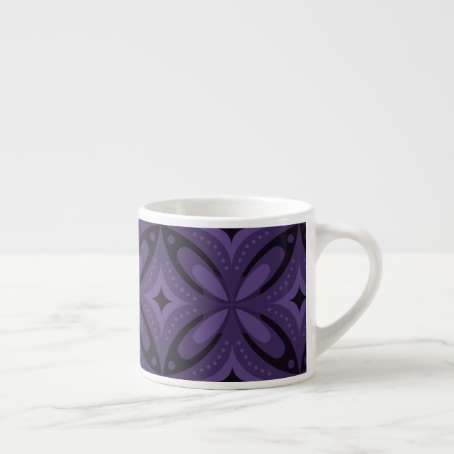 Xícara De Espresso Padrão Retro de Cor Roxa Escura (Direita)