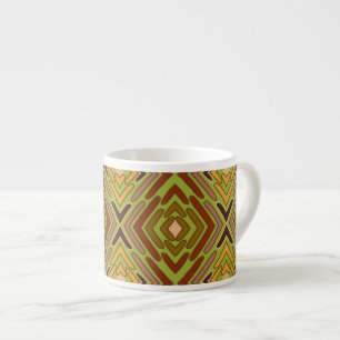 Xícara De Espresso Padrão Tribal Étnico Vermelho Verde Dourado