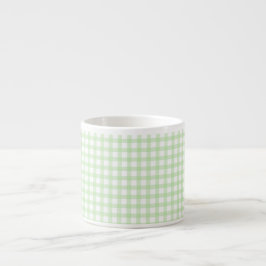 Xícara De Espresso Padrão Xadrez Gingham Verde Fofo Retrô