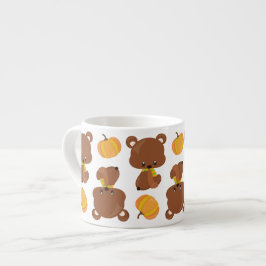 Xícara De Espresso Padrões De Ursos, Ursos Bonitos, Queda, Abóboras